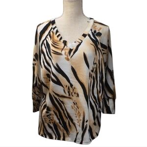 Misia Animal-Print V-Neck Tunic in Black and Tan